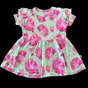 Birdie Bean Baby Girls 12-18 months Bamboo Green Citrus Ruffle Dress Top Stretch